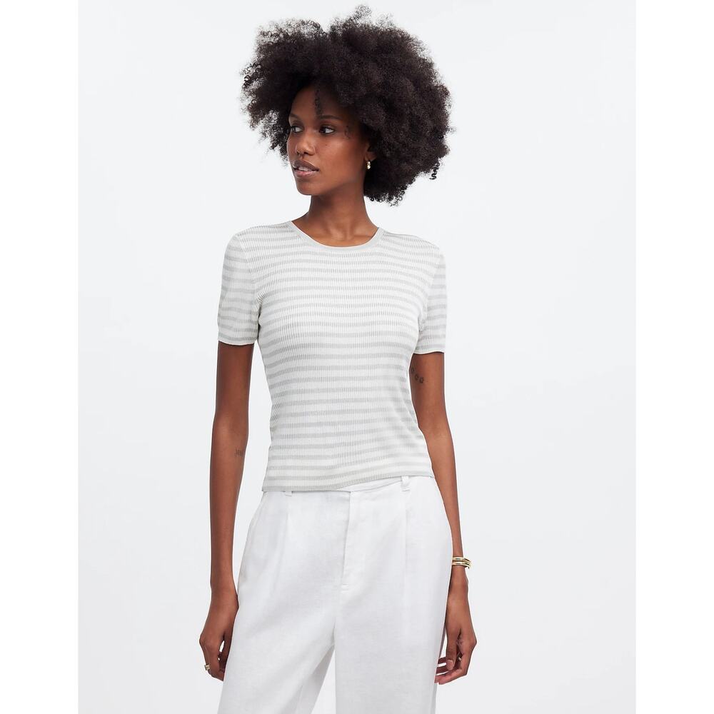 Madewell Micro-Rib Sweater Short-Sleeve Shirt - Picture 2 of 8
